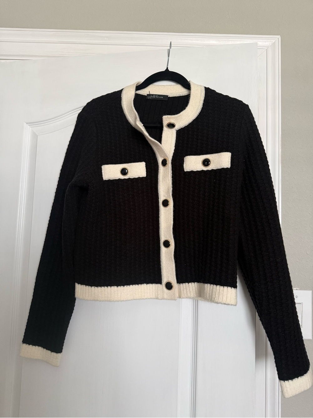 Ann Taylor Textured Sweater Jacket - M